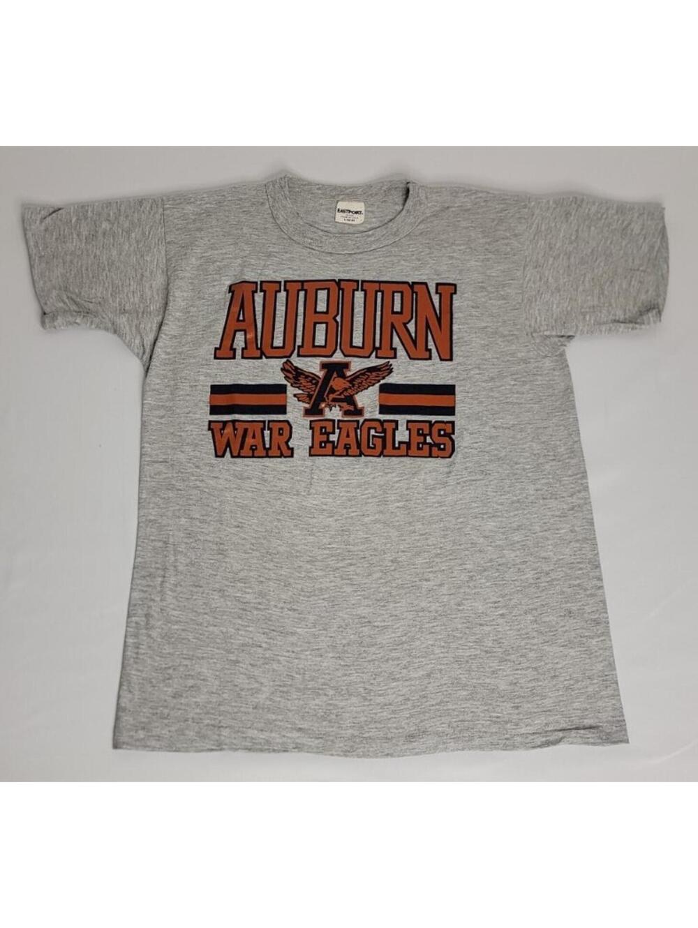 VTG 80s Auburn War Eagle Eastport Single Stitch Shirt Sz Large Gray Mint Alabama